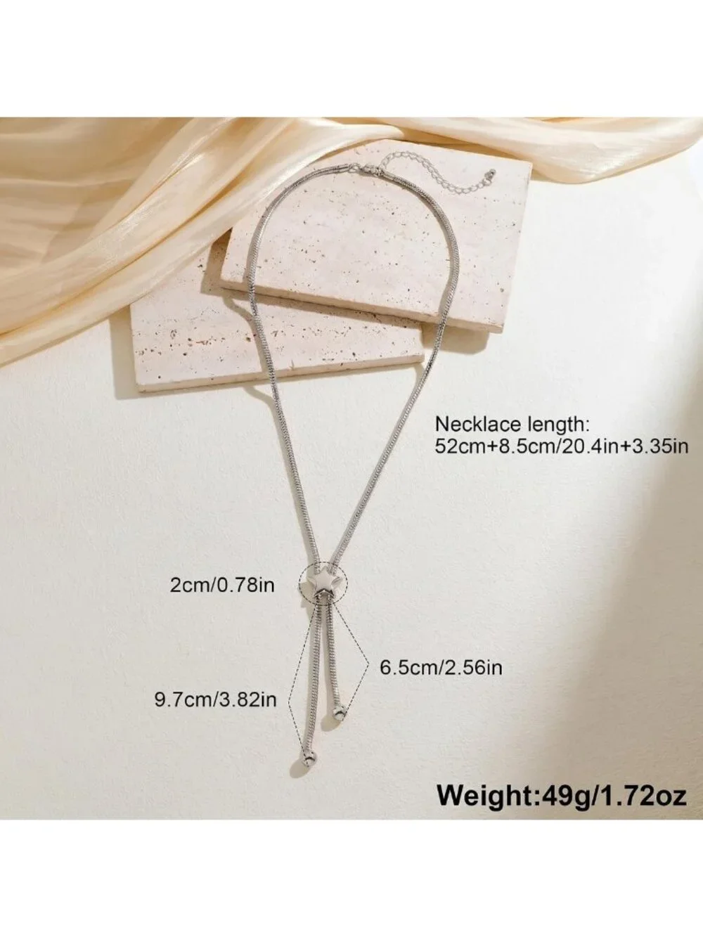 Chunky Silver Star Necklace for Women - Long Y2K Statement Jewelry Accessory